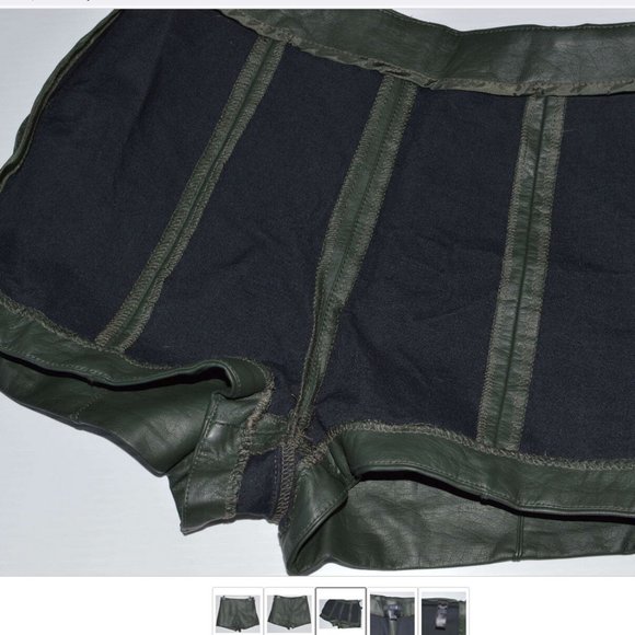 High Rise Faux Leather Green Hotpants Shorts Women sz S by XXI - Picture 3 of 4